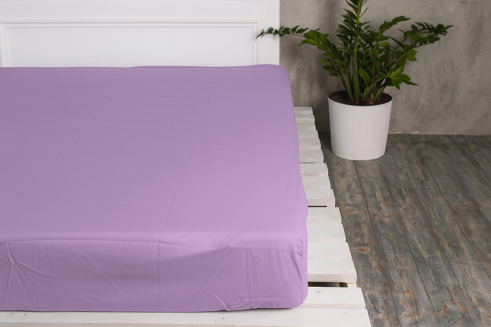 Ecotton Простирадло на резинці Ecotton 160х200 см однотонне бузкового кольору Soft Lilac Коломия - фото 1