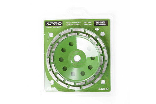 Алмазний шліфувальний диск 180 мм, 16-18% дворядний сегмент APRO Харків - фото 1