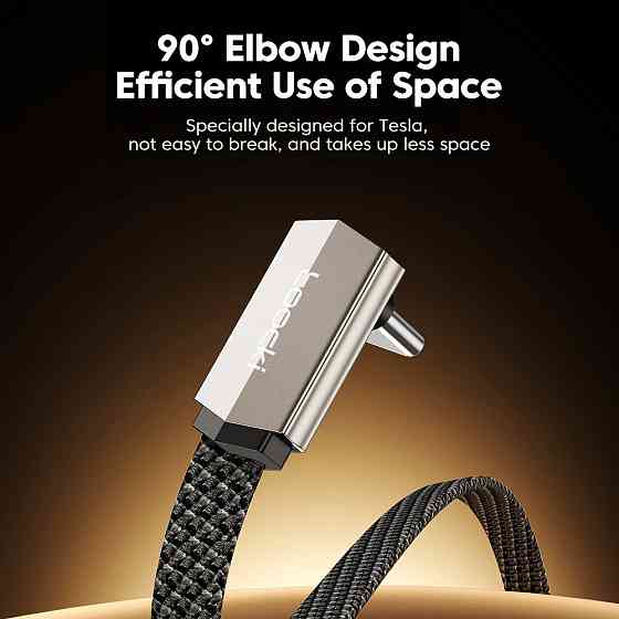 Кабель USB-C — USB-C 60W, міцний нейлоновий, швидке заряджання PD, металевий корпус, кутовий штекер + LED індикатор (1 м) Миколаїв