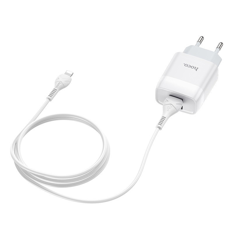 Сетевое зарядное устройство с кабелем HOCO C73A Glorious dual port charger set (iP)(EU) White Одесса - изображение 5