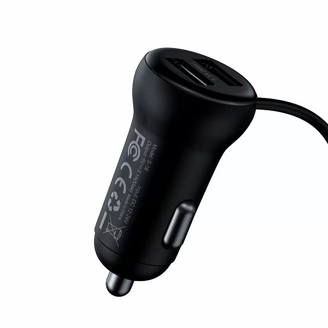 FM трансмітер модулятор Baseus S-16 Bluetooth FM Launcher 2 USB CCTM-E01 (Чорний) Николаев - изображение 4