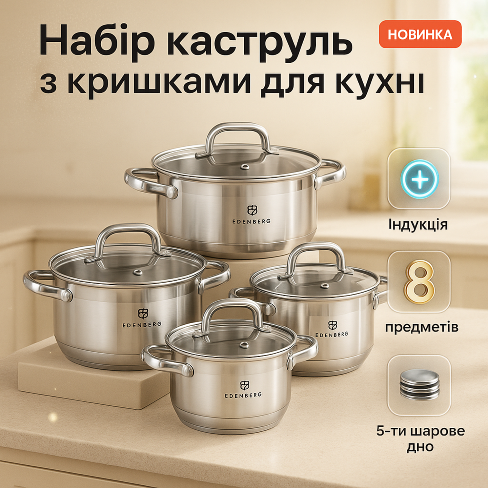 Набор кастрюль из нержавеющей стали, Кастрюля из нержавеющей стали, Набор качественных каструль SD-36 Львов - изображение 5