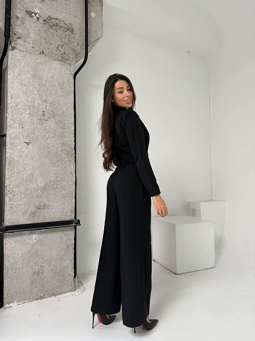 Женский деловой брючный костюм двойка: жакет и брюки костюмка Черный, 42/44 Одесса - изображение 4