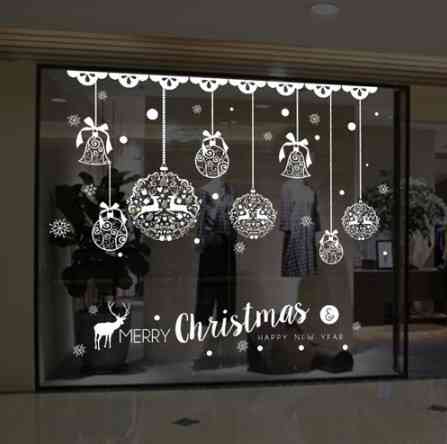 Новорічні силіконові наклейки для вікон 50 на 70 см білий Київ