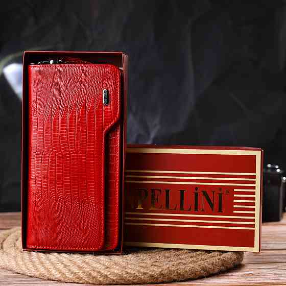 Женское портмоне клатч из натуральной кожи CANPELLINI 21534 Красное Киев