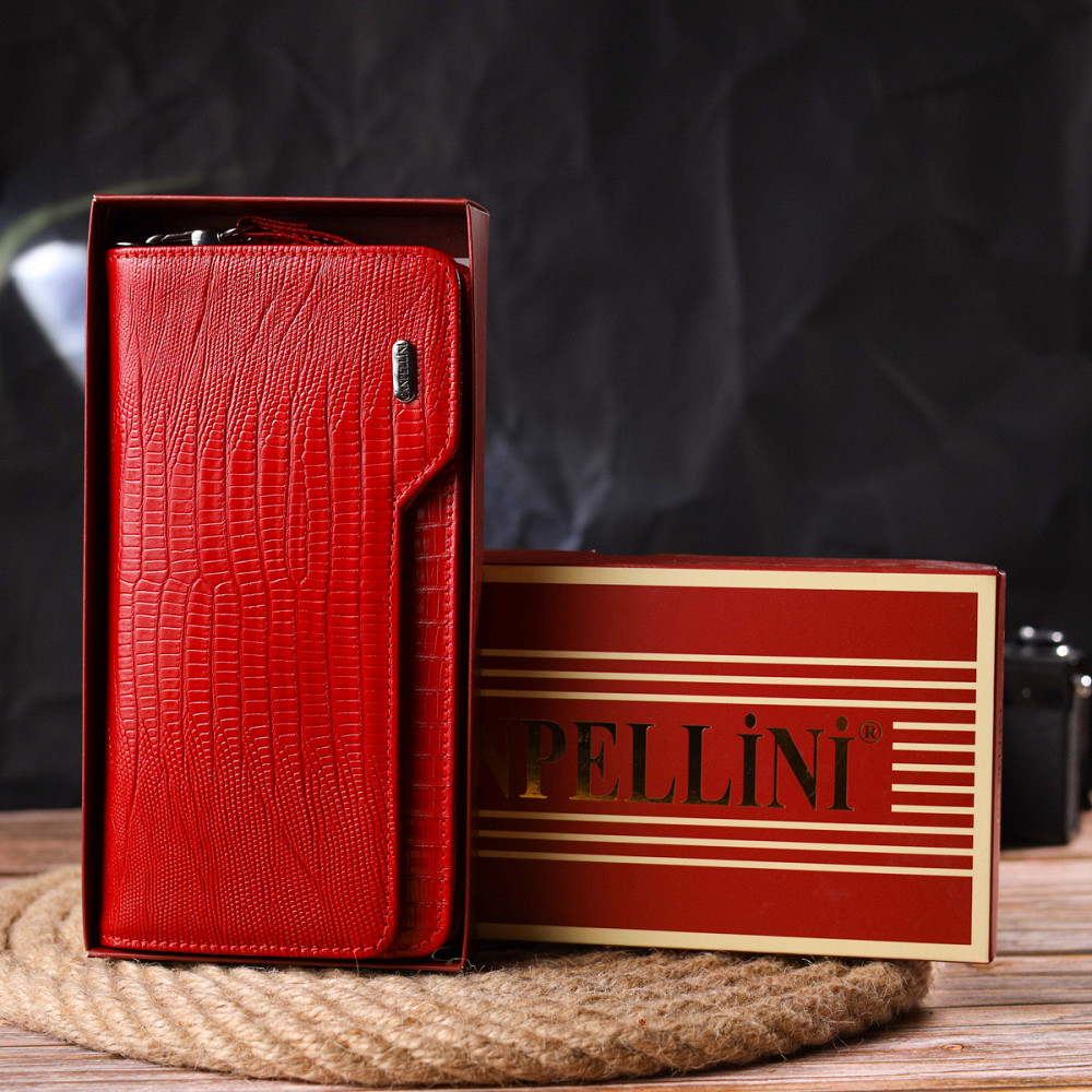 Женское портмоне клатч из натуральной кожи CANPELLINI 21534 Красное Киев - изображение 1