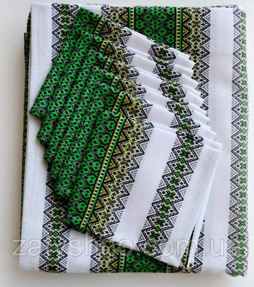 Вышитый столовый комплект зеленый вышитый Киев - изображение 1