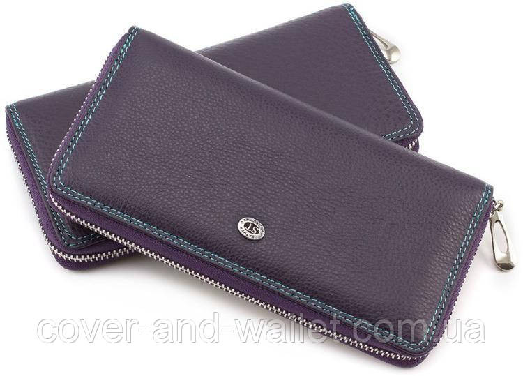 Модний жіночий шкіряний гаманець на блискавці синього кольору ST SB 71 Київ - фото 6