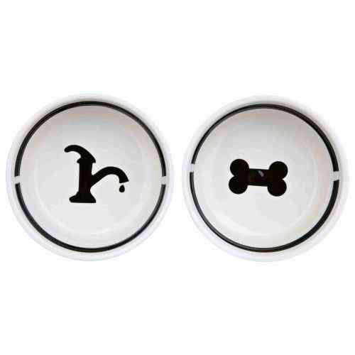 Миски Trixie для собак Eat on Feet двойные на металлической подставке белая/черная керамические 2x1,6 л/20 см Киев