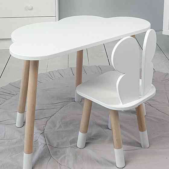 Детский столик и стульчик Столик с нишей для карандашей и разукрашек Стол тучка и стул детский белый бабочка Киев