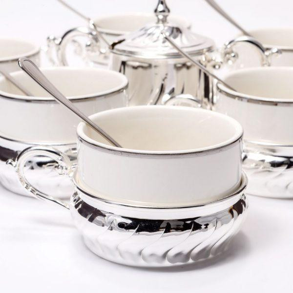 Чайный сервиз (6 чашек в подстаканниках, 6 чайных ложечек, 1 сахарница и 1 ложечка для сахара Ровно - изображение 3