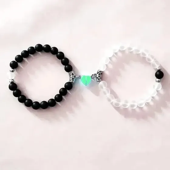 Парные браслеты с сердечком, светящимся в темноте – подарок для пары Киев