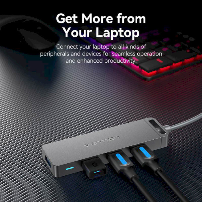 USB-хаб Vention 4-Port USB 3.0 Hub With Power Supply 0.15M Black (CHLBB) Киев - изображение 9