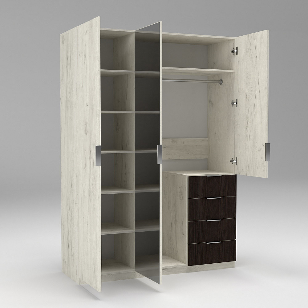 Шкаф Кристалл 2, Дуб Крафт Белый/Венге Магия, 1500х520х2100 Львов - изображение 4