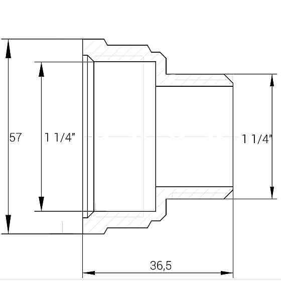 Переходник латунный 1 1/4″ВР х 1 1/4″НР штампованный А0635А VA (000026561) Киев