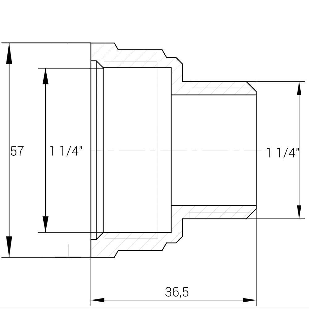 Переходник латунный 1 1/4″ВР х 1 1/4″НР штампованный А0635А VA (000026561) Киев - изображение 2