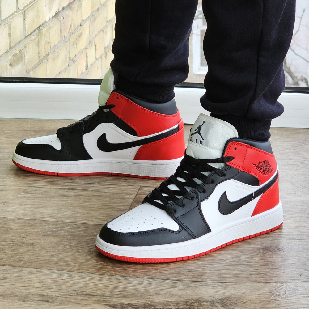 Высокие Термо Кроссовки Nike AIR Jordan Белые Красные Мужские Джордан Найк Еврозима (размеры: 41,42,43,44,45) Днепр - изображение 3