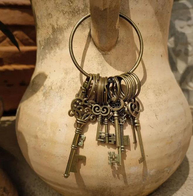 Вінтажна підвіска-брелок «Зв’язка з 10 ключів» | Бронзовий декоративний аксесуар, довжина 19 см Київ - фото 1