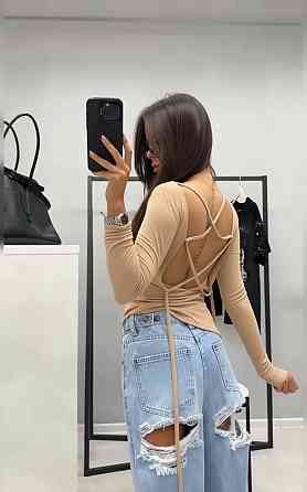 Женская стильная кофта с открытой спиной вискоза Бежевый, 42/44 Одесса