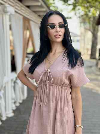 Довга муслінова сукня "Lira" | Норма і батал Капучіно, 54-56 Київ