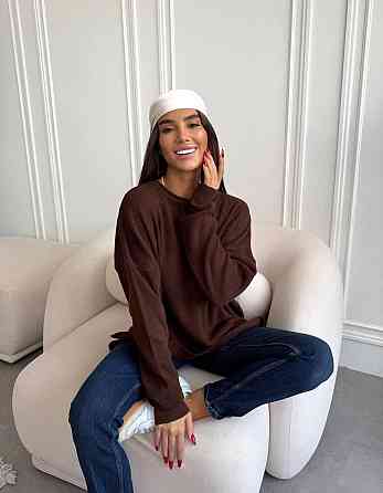 Жіночий базовий теплий повсякденний оверсайз светр 100% акрил Шоколад Одеса