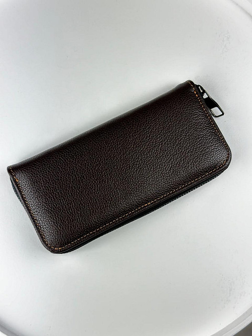 Шкіряний клатч-гаманець із натуральної зернистої шкіри SV003 (Коричневий) Суми - фото 2