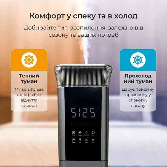 Потужний зволожувач повітря Ameliq для великих приміщень. Ультразвуковий зволожувач повітря з теплою та холодною парою Дніпро