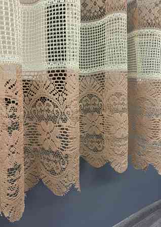 Тюль сетка VR-Textil Juli № 1718т Арка на кухню цвет кремовый с карамельным 300х160 см (53-0026) Киев