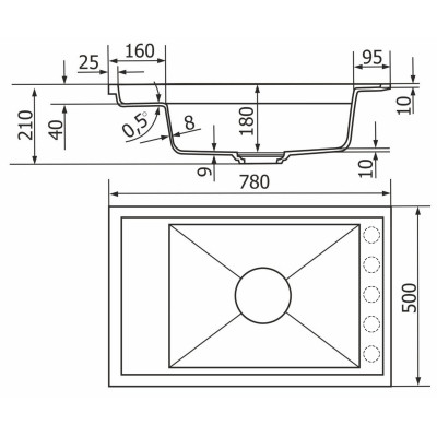 Мийка кухонна GRANADO Royal Artes black shine (+ подрібнювач Algar 1000 + змішувач Ferrol inox + дозатор Redondo inox (ksg1301) Вінниця - фото 7