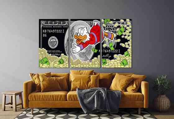 Модульная картина в гостиную / спальню   Скрудж Макдак та гроші     ART-277_3A 100х150 см Киев