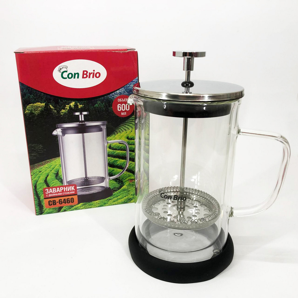 Чайник заварник Con Brio CB-6460 600 мл, Стильный чайник заварочный, Френч-пресс с ручкой LC-49 Львов - изображение 6