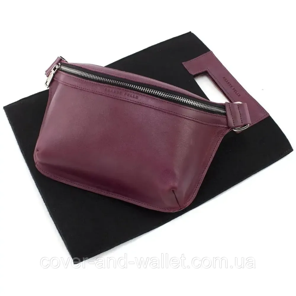 Стильная женская сумка на пояс бордового цвета из гладкой кожи Grande Pelle 743661 Киев - изображение 9