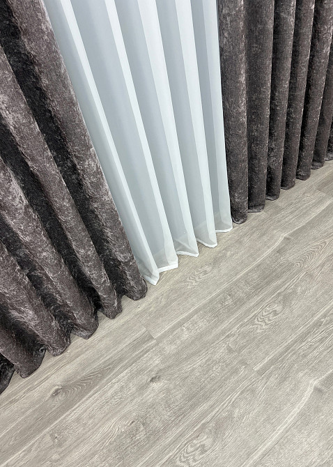 Шторная премиум ткань шенилл однотонный, коллекция 