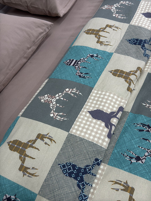 Ecotton Комплект постільної білизни Ecotton двоспальний 180х215 см зелений Олені новорічний Коломия - фото 8