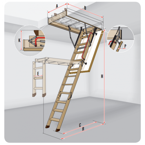 Дерев'яна яні сходи на горище Fakro LWK Plus Київ - фото 9