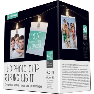 Гірлянда ColorWay 40 LED, 4.2м, з прищіпками (CW-LCP-40L42B) Вінниця - фото 1
