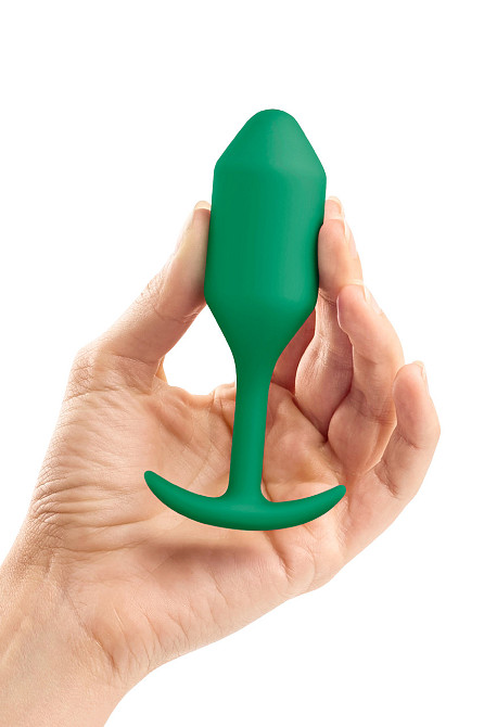 Анальная пробка со смещенным центром тяжести B-Vibe Snug Plug 2, силиконовая, зеленая Sex Aura Киев - изображение 4