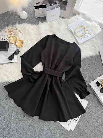 Жіноча романтична мінісукня з поясом креп костюмка Чорний, 50/52 Одеса