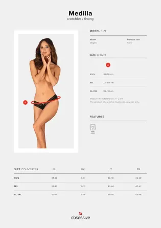 Трусики Obsessive Medilla crotchless thong XL/2XL Львів