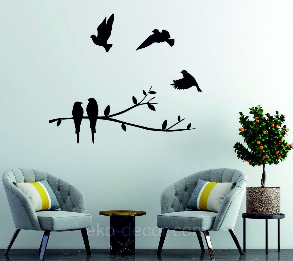Декоративне настінне Панно «Пташки», Декор на стіну 70*27 см, Чорний Київ - фото 3