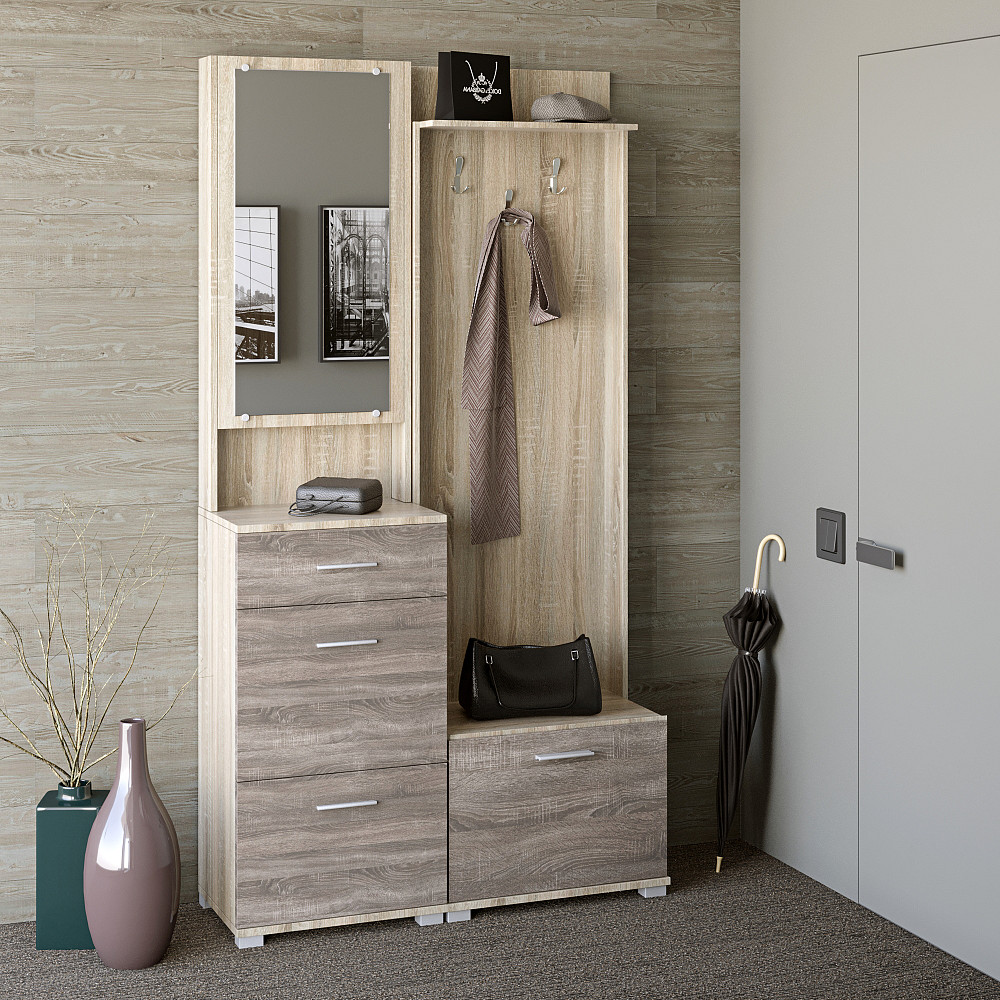 Прихожая Бриз-1 Эверест с тумбой для обуви ТО-4 сонома + трюфель (DTM-2664) Днепр - изображение 1