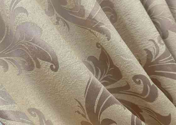 Комплект коротких штор VR-Textil Блэкаут Лилия № 074ш(Б) Бежевый с кофейным 130х170 см 2 шт (35-0279) Киев