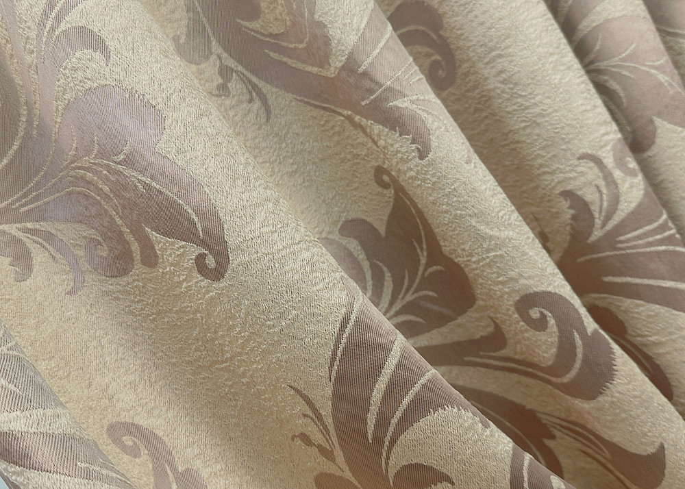 Комплект коротких штор VR-Textil Блэкаут Лилия № 074ш(Б) Бежевый с кофейным 130х170 см 2 шт (35-0279) Киев - изображение 6