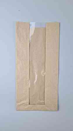 Паперові пакети крафт із прозорим віконцем 150х40х310, 40 г/м2, вікно 50 (100 шт.) Харків