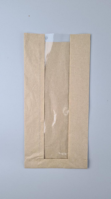 Бумажные пакеты крафт с прозрачным окошком 150х40х310, 40г/м2, окно 50 (100 шт) Харьков - изображение 1