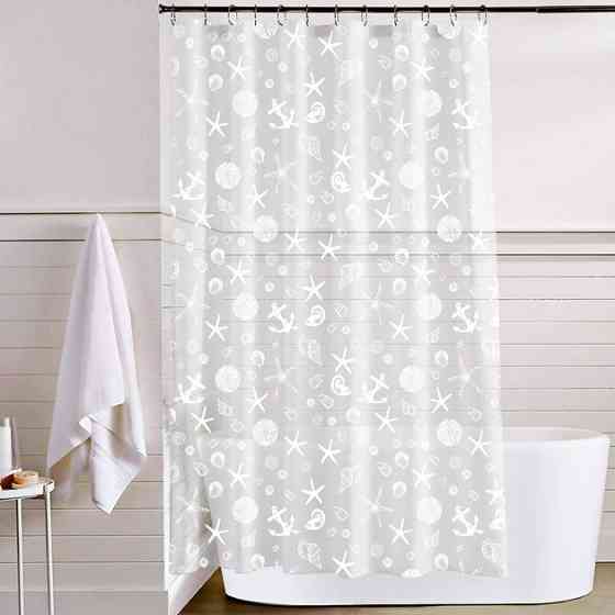 Шторка для ванной и душа 180x180 см водонепроницаемая,штора для душевой и ванной комнаты с крючками,прозрачная Каменец-Подольский