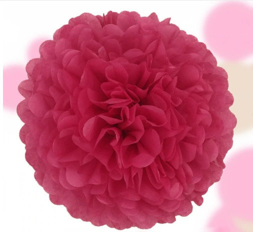 Помпон паперовий для свята 15 см малиновий Київ - фото 2