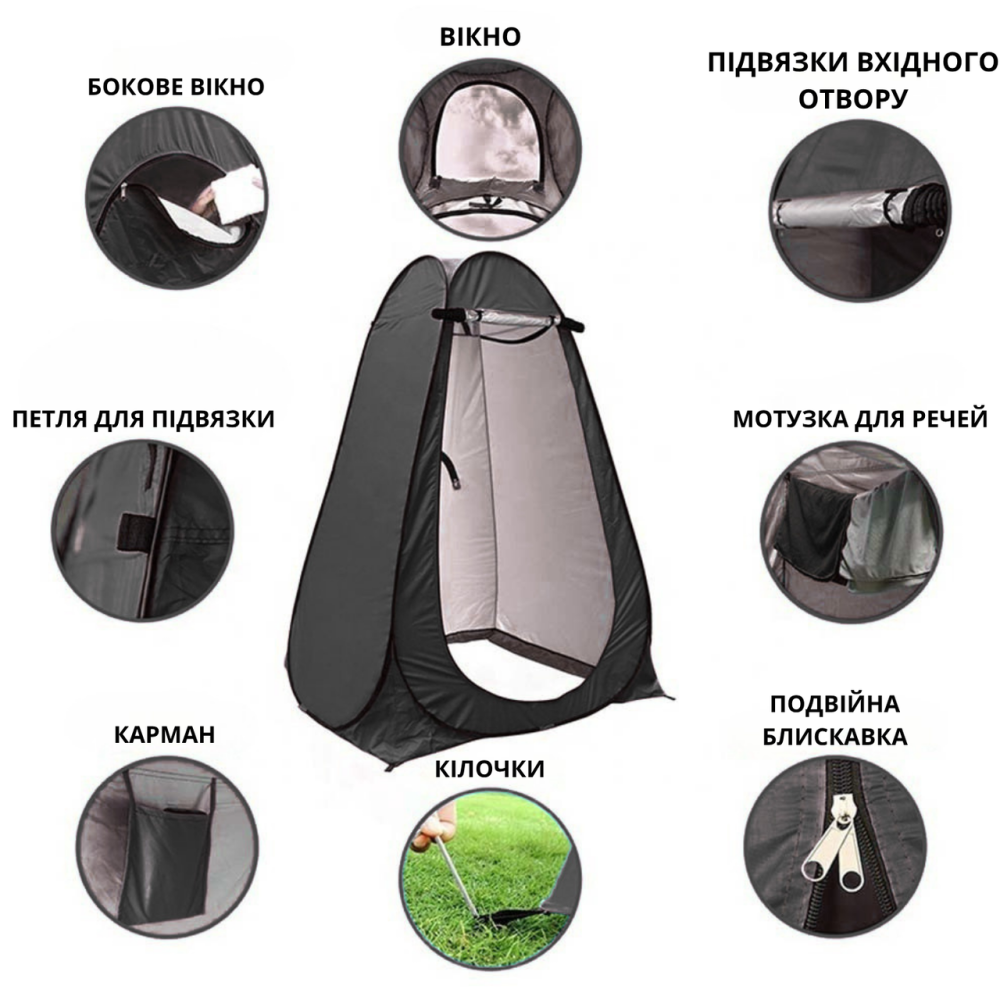 Душ туристический портативный 3в1 с палаткой: аккумуляторный кемпинговый мобильный душ + ведро для кемпинга и походов черный Каменец-Подольский - изображение 7