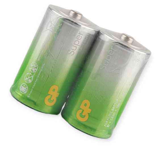 Батарейка тип D лужна 1.5V велика GP Super G-Tech Alkaline 2шт плівка Мукачево