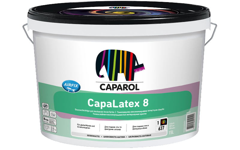 Інтер'єрна шовковисто - матова високоякісна латексна фарба Caparol CapaLatex 8 B3 прозорий 2.35 л Київ - фото 1